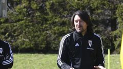 Secho Mart�nez, en un entrenamiento del Compostela