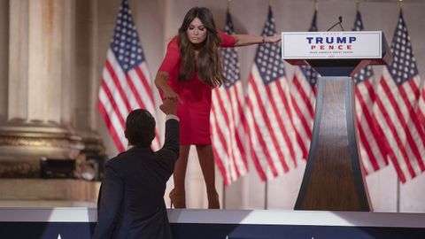 Kimberly Guilfoyle, novia de Donald Trump Jr., durante su intervencin en la convencin