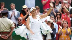 Ashleigh Barty, tras ganar su semifinal en la �ltima edici�n celebrada del torneo de Wimbledon, que finalmente se acabar�a adjudicando.