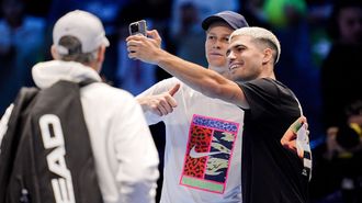 Jannik Sinner y Carlos Alcaraz, en la sesión de entrenamiento que compartieron en Turín, de cara a las finales ATP