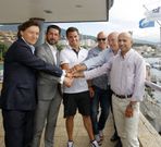 Lete, Oujo, L�pez, Riveiro, De�n, Gonz�lez, en la presentaci�n.