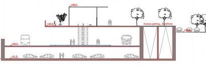 Secci�n del espacio para los autobuses que construir� la Xunta en la nueva intermodal. 
