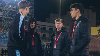 Marcos Gonz&aacute;lez, &Aacute;ngel Arcos, &Oacute;scar Marcos y Andr&eacute;s Anta&ntilde;&oacute;n, antes de la primera eliminatoria de Copa del Celta de la temporada pasada.