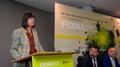 La consejera de Transici�n Ecol�gica, Nieves Roque��, interviene durante el d�a del agente comercial en a FIDMA (Feria Internacional de Muestras de Asturias) este martes en Gij�n