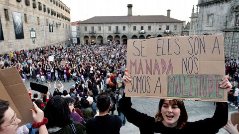 Protesta en la Praza da Quintana, en Santiago