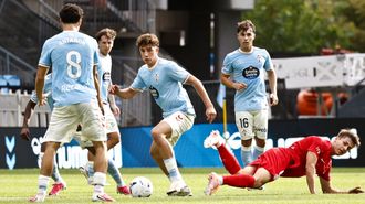 Hugo Burcio, en un partido del Celta Fortuna.
