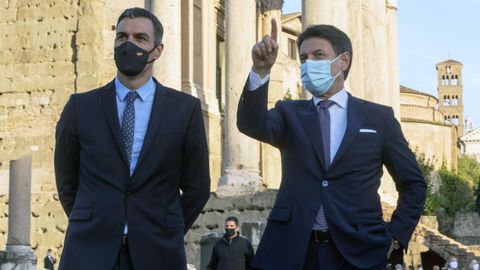Pedro S�nchez, este martes, en Roma, donde particip� con su hom�logo italiano, Giuseppe Conte, en el foro entre ambos pa�ses