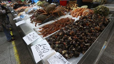 Mercado de plaza de Lugo en vspera de Nochevieja