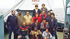 Los catorce tripulantes de la expedición del Xurelo en el año 1981