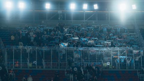 Aficionados del Celta, en la grada visitante del Camp Nou este mi�rcoles.