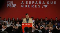 Pedro S�nchez, en el mitin que dio en A Coru�a durante la campa�a de las municipales y las europeas
