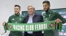 Héber, Ansede e Insúa en la presentación de los dos últimos refuerzos del Racing.