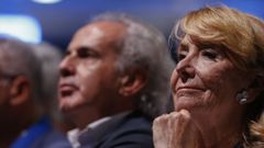 Aguirre y el consejero de Sanidad de Madrid, Ruz Escudero, en el 17 Congreso Autonmico extraordinario del PP del pasado mes de mayo