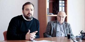 Rafael Cu��a y Camilo Conde, ayer en Lal�n. 