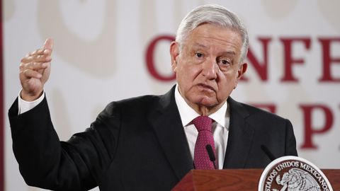 El presidente de M�xico, Andres Manuel L�pez Obrador, este miercoles en el palacio nacional de Ciudad de M�xico