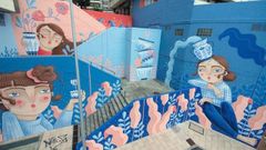 Medianera de las escaleras del Doctor Canoa, de Abi Castillo