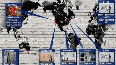 Gráfico que probaría la simultaneidad en el tiempo de apariciones de Banksy y Massive Attack.