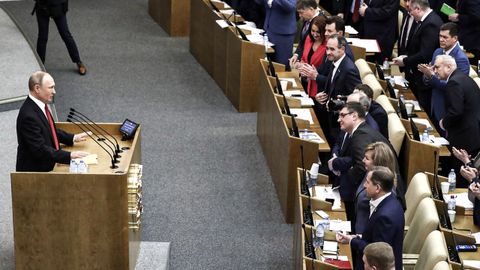 Putin, durante su discurso en la Duma