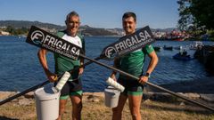 �lex Pati�o (derecha), con su padre, jefe en una empresa de pintura y entrenador, Jos� Luis.