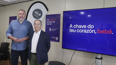 H&eacute;ctor Gal&aacute;n y Ra&uacute;l L&oacute;pez en la presentaci&oacute;n de la campa&ntilde;a de abonados del Obradoiro