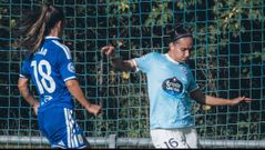 La jugadora de As Celtas Nara Fern�ndez, durante el partido ante el Oviedo.