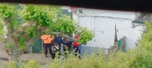 Concejales y voluntarios de Protecci�n Civil de Betanzos,�tomando vinos bajo una parra