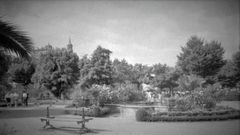 Antigua estampa de la Alameda, cuyo declive comenz� al levantarse la pista del jard�n