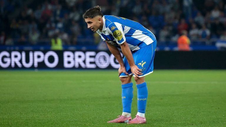Yeremay, durante un partido con el Deportivo esta temporada