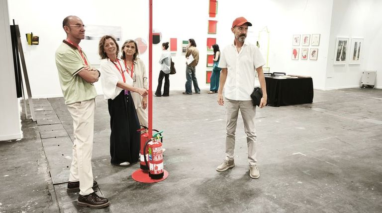 Christian Villamide, a la izquierda, durante su participaci&oacute;n en Estampa, en Madrid
