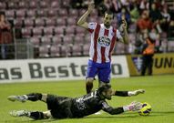 Dani Mallo, en una de sus intervenciones en el Lugo-Girona.