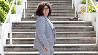 Marti&ntilde;a L&oacute;pez, ayer, antes de afrontar la subida de varios tramos de escaleras