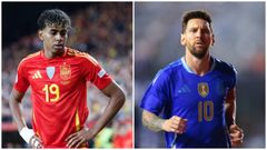 Lamine Yamal y Leo Messi, con sus respectivas selecciones.