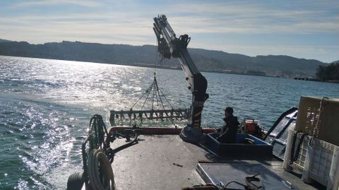 Arado del fondo marino en los bancos marisqueros de la ría de Pontevedra