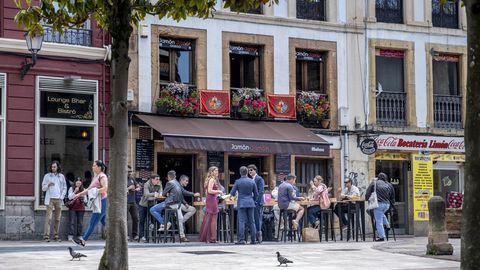 La terraza de un bar de Oviedo
