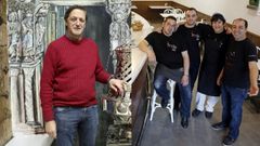 Manuel Villar, del Bazar de Villar, y Mohamed Azibou junto a su equipo en la apertura de su nuevo local de la R�a Nova