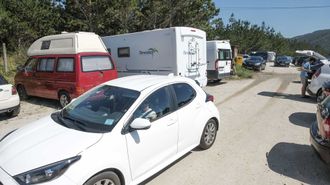 Vista del rea de autocaravanas habilitado en Covas, en una foto tomada ayer.