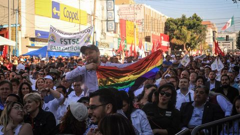 Manifestaci�n en Tijuana (M�xico) con Lopez Obrador contra los aranceles de Trump