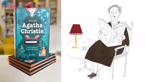 Portada y una ilustraci�n interior del libro sobre Agatha Christie de Nuria D�az