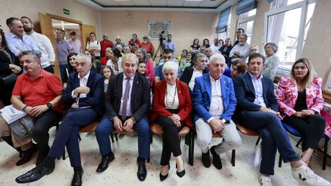 El senador Csar Mogo; el presidente de la Diputacin, Jos Tom; la anterior alcaldesa, Elba Veleiro; el alcalde de Xermade, Roberto Garca; el diputado en el Congreso Jos Ramn Gmez Besteiro y la diputada autonmica Patricia Otero, en el pleno.