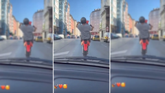 Un conductor haciendo acrobacias en Garabolos, al norte de la ciudad de Lugo