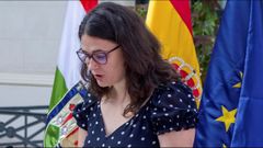 La dirigente de Podemos Raquel Romero, durante su toma de posesion como consejera de Participaci�n, Cooperaci�n y Derechos Humanos de La Rioja 