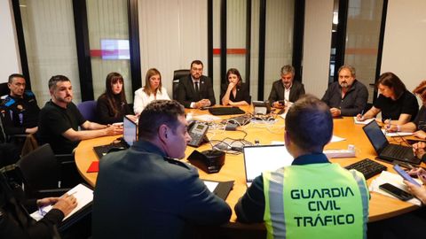 Reunión del comité de crisis que se celebra en la sede del Servicio de Emergencias del Principado (Sepa) en La Morgal (Llanera)