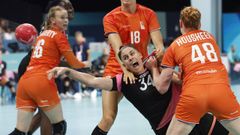 Alicia Fern�ndez en su primer partido en los Juegos de Par�s