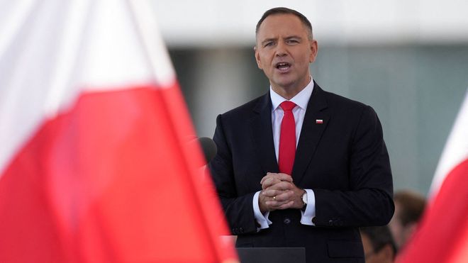 El nuevo presidente de Polonia, Karol Nawrocki, en su ceremonia de investidura como jefe del Estado del pas.