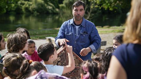 Colocación de hoteles para insectos en A Veronza