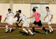 Brais, el primero por la izquierda, fue el goleador del Club Lemos ante O Val.