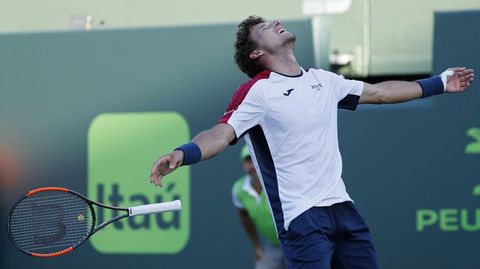 Pablo Carreo celebra su victoria frente a Kevin Anderson en Miami