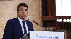 El presidente de la Generalitat valenciana, Carlos Mazn, durante una declaracin institucional, en el Palacio de la Generalitat.