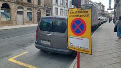 Se�alizaci�n del corte del tr�fico en Progreso durante el entroido 