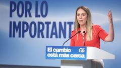 La vicesecretaria de coordinaci�n sectorial del Partido Popular, Alma Ezcurra, durante la celebraci�n de la rueda de prensa posterior a la reuni�n semanal del comit� de direcci�n de la formaci�n.